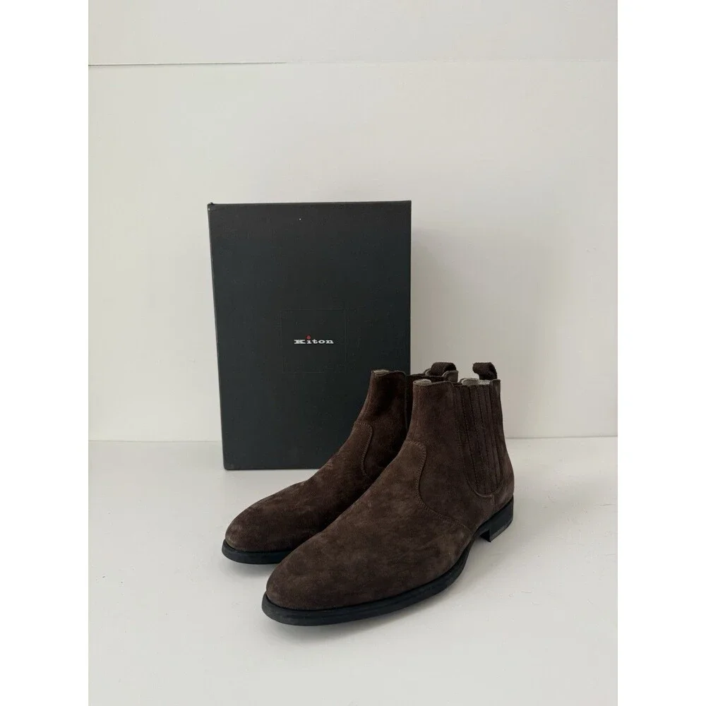 Kiton Suede Brown Chelsea Boots  - Made In Italy - 8UK (8.5-9US)